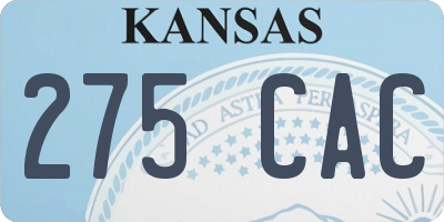KS license plate 275CAC