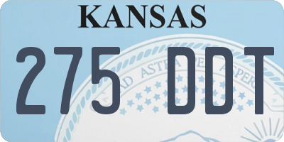 KS license plate 275DDT