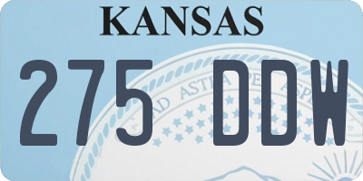 KS license plate 275DDW