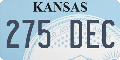 KS license plate 275DEC