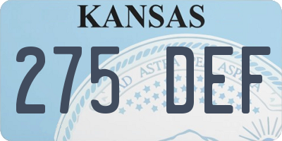 KS license plate 275DEF