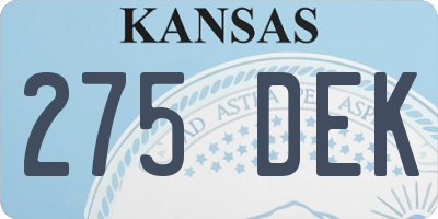 KS license plate 275DEK