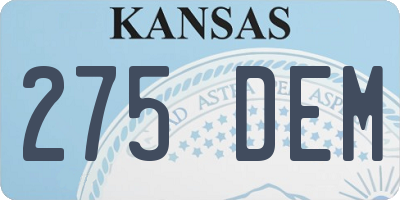 KS license plate 275DEM