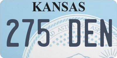 KS license plate 275DEN