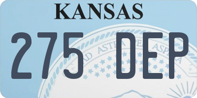 KS license plate 275DEP