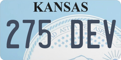 KS license plate 275DEV