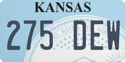 KS license plate 275DEW