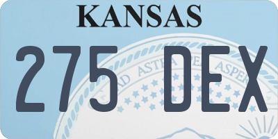 KS license plate 275DEX