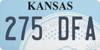 KS license plate 275DFA