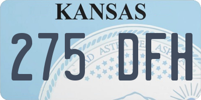 KS license plate 275DFH