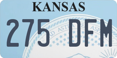 KS license plate 275DFM