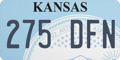 KS license plate 275DFN