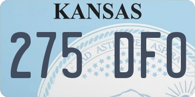 KS license plate 275DFO