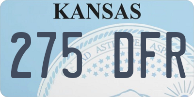 KS license plate 275DFR