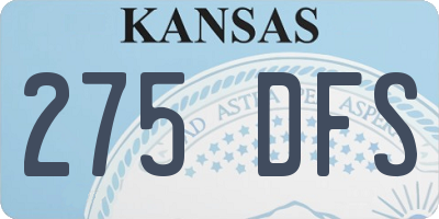 KS license plate 275DFS