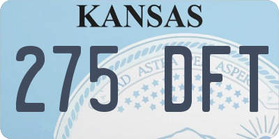 KS license plate 275DFT