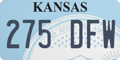 KS license plate 275DFW
