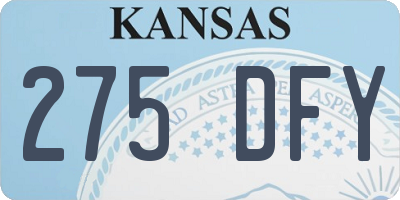 KS license plate 275DFY
