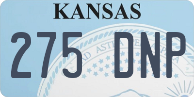 KS license plate 275DNP