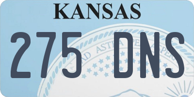 KS license plate 275DNS