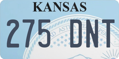 KS license plate 275DNT