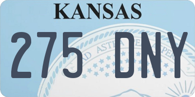 KS license plate 275DNY