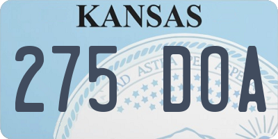 KS license plate 275DOA