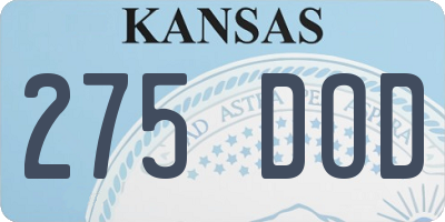 KS license plate 275DOD
