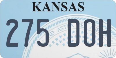 KS license plate 275DOH