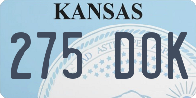 KS license plate 275DOK