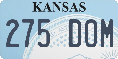 KS license plate 275DOM