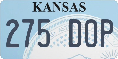 KS license plate 275DOP