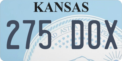 KS license plate 275DOX