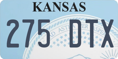 KS license plate 275DTX