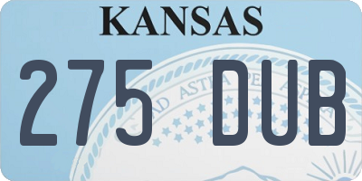 KS license plate 275DUB