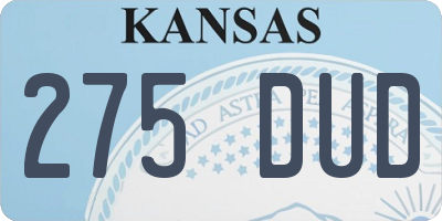 KS license plate 275DUD