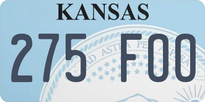 KS license plate 275FOO