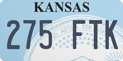 KS license plate 275FTK