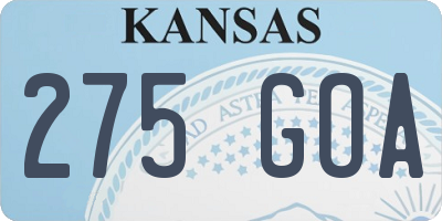 KS license plate 275GOA