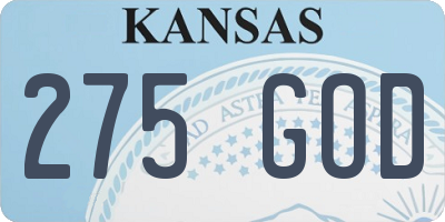 KS license plate 275GOD