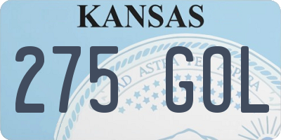 KS license plate 275GOL