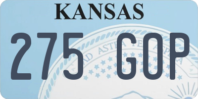 KS license plate 275GOP