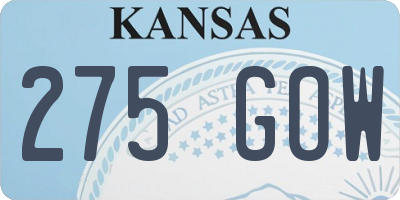 KS license plate 275GOW