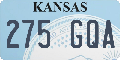 KS license plate 275GQA