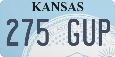 KS license plate 275GUP