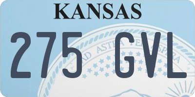 KS license plate 275GVL