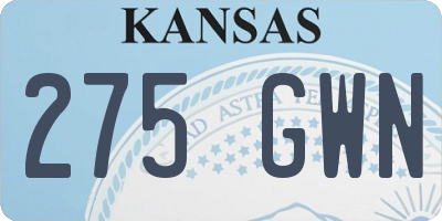 KS license plate 275GWN