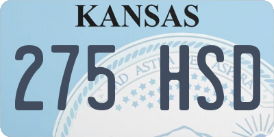 KS license plate 275HSD