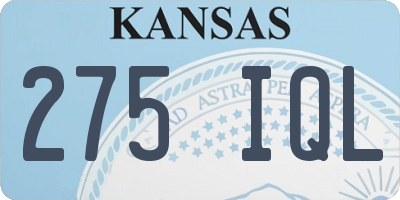 KS license plate 275IQL