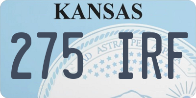KS license plate 275IRF